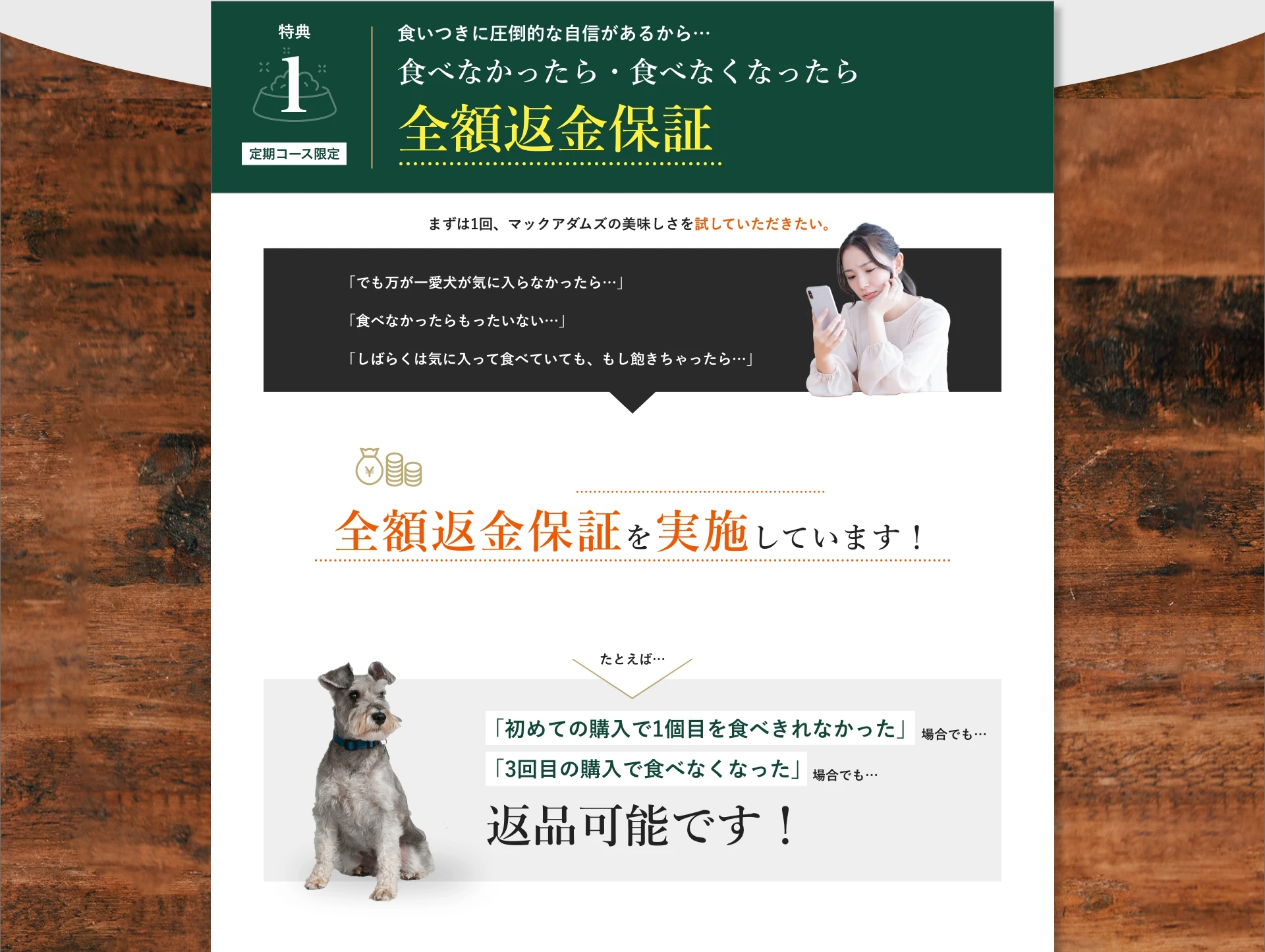 特典1:食いつきに圧倒的な自信があるから…食べなかったら・食べなくなったら全額返金保証